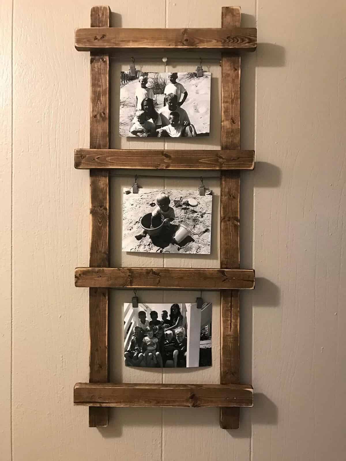 Simple and Sweet Wooden Ladder Frame for the Living Room