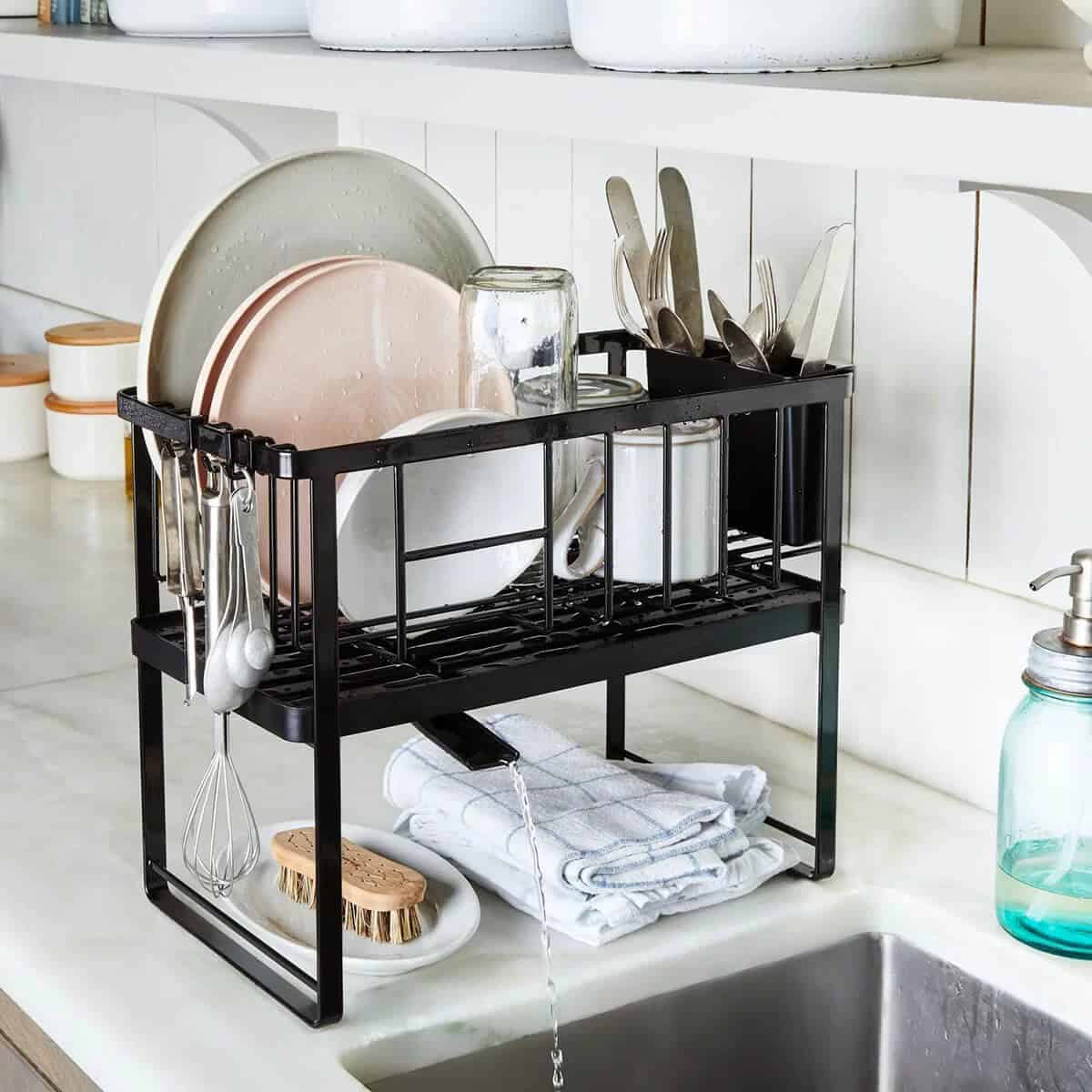 Sleek Modern Black Counter Sink Drying Rack