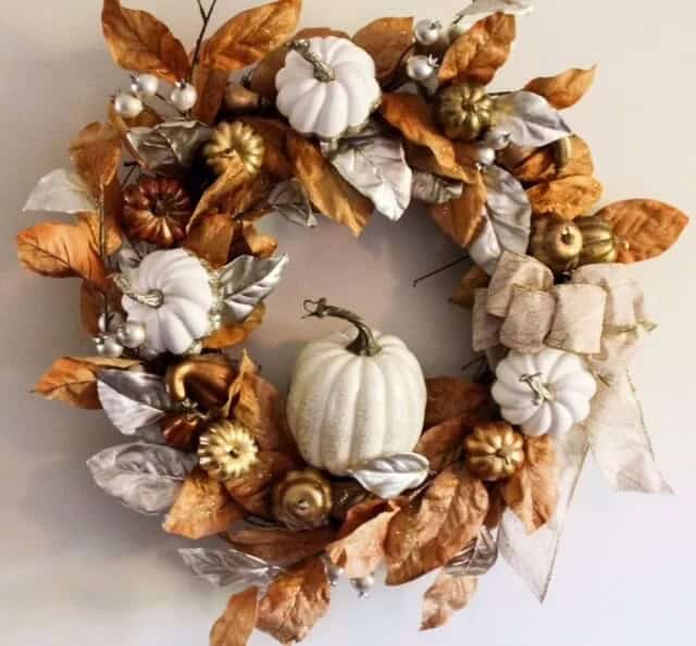 Warm and Ruddy Brown and White Wreath