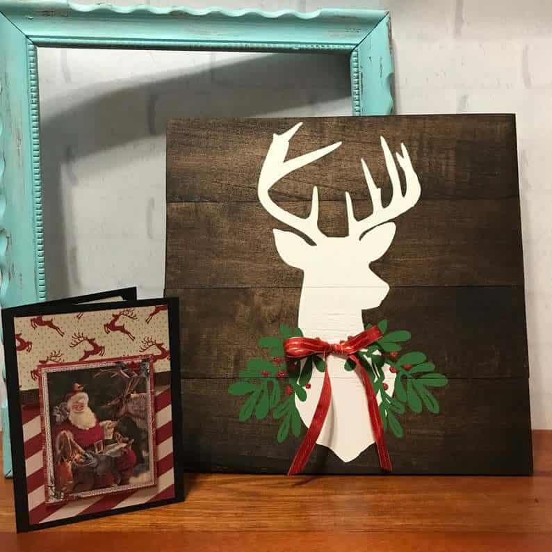 Rustic Painted Reindeer Wooden Christmas Decor