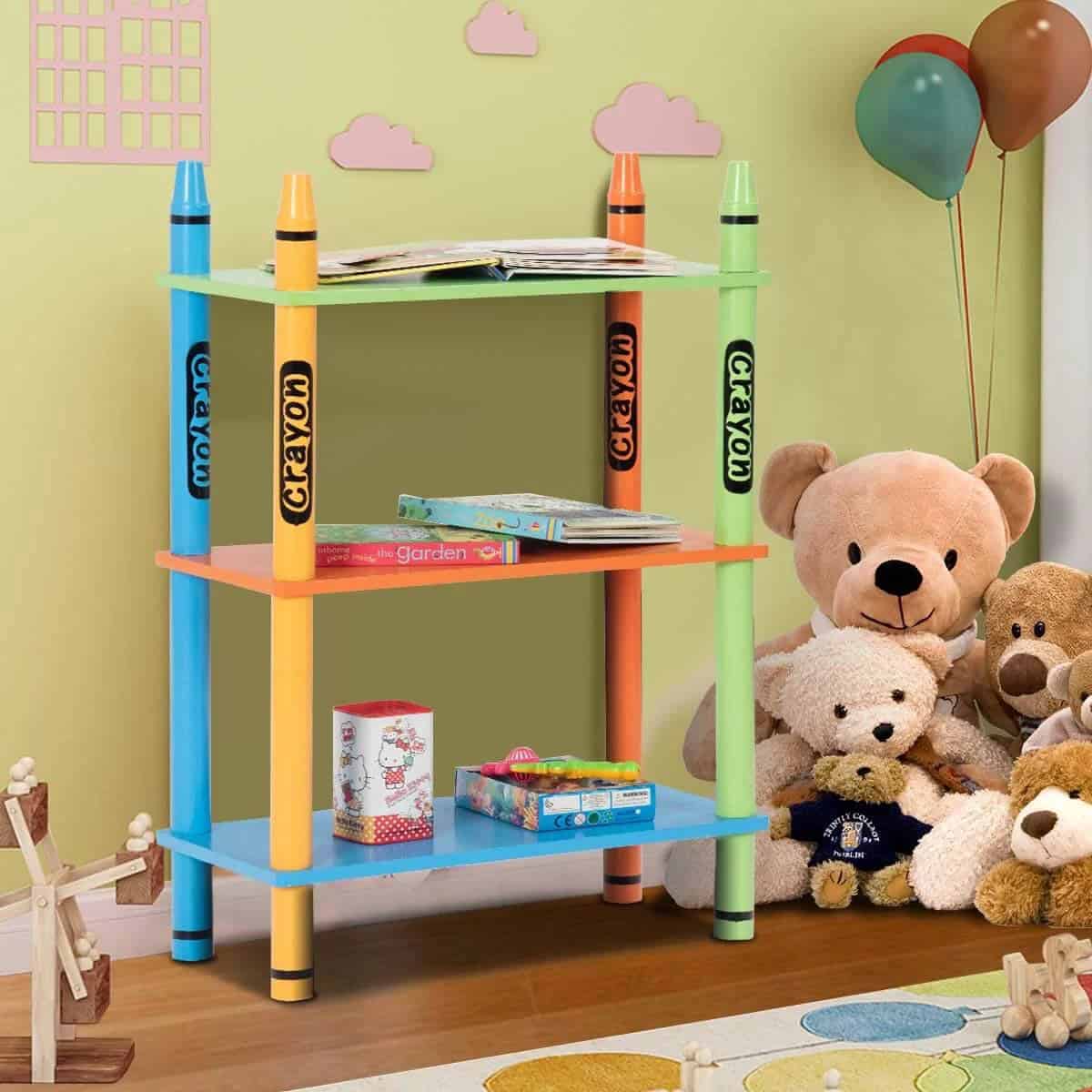 Three-Tier Crayon Shelves Storage Idea