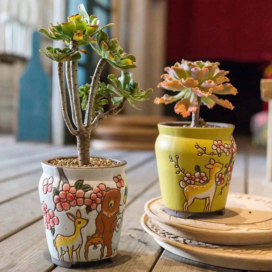 Sweet Woodland Creature Ceramic Pots