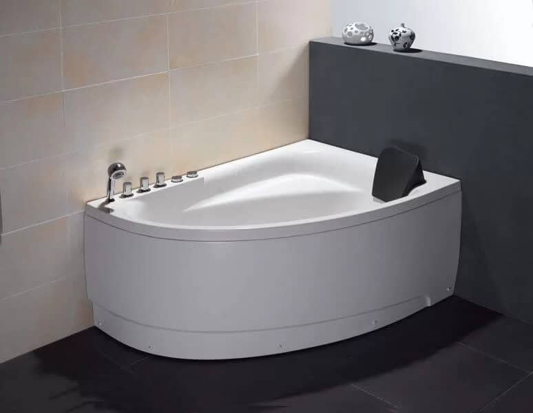 EAGO AM161-L 5” Single-Person White Acrylic Corner Whirlpool Bathtub