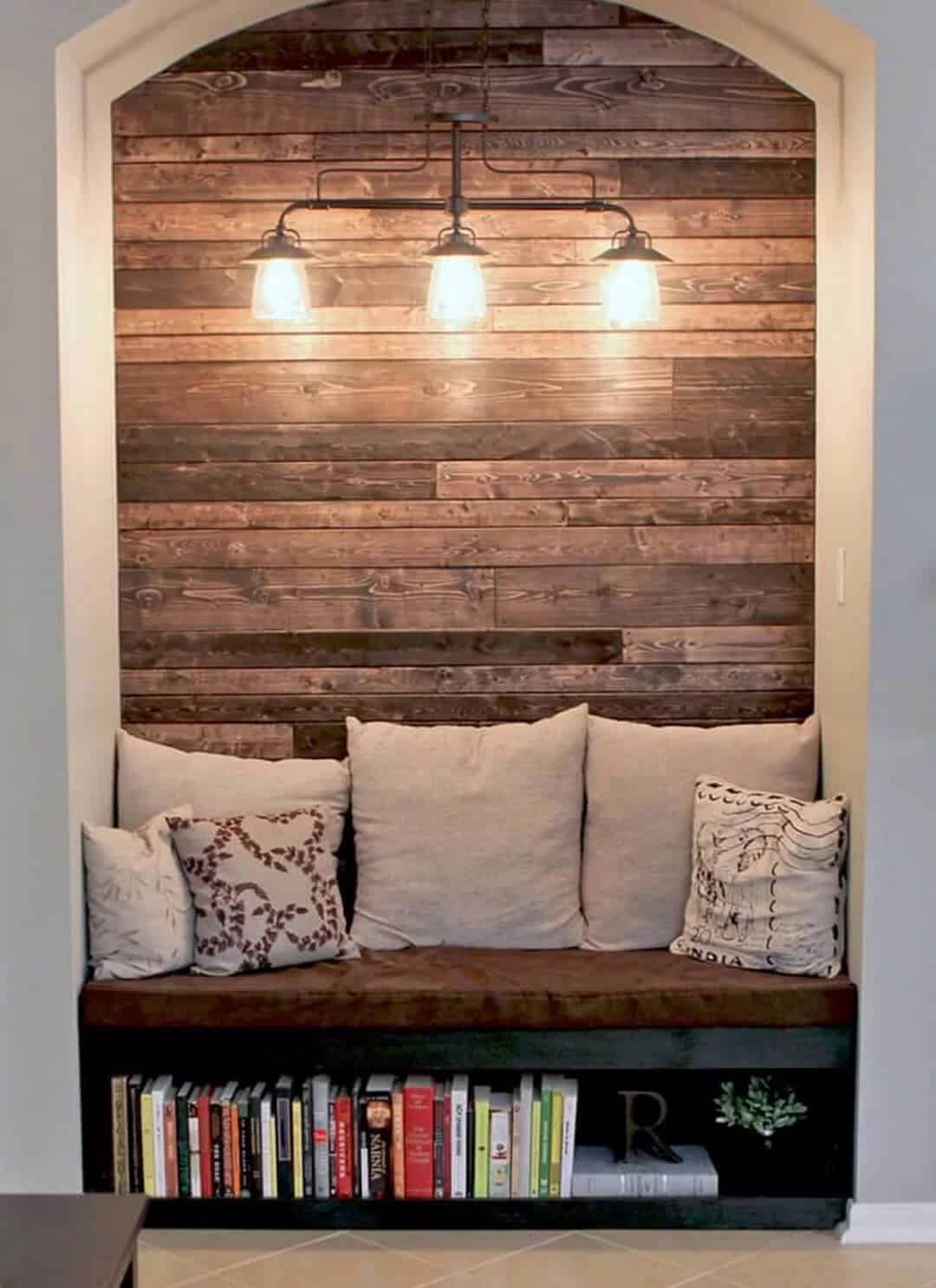 Romantically Illuminated Recessed Wood Wall