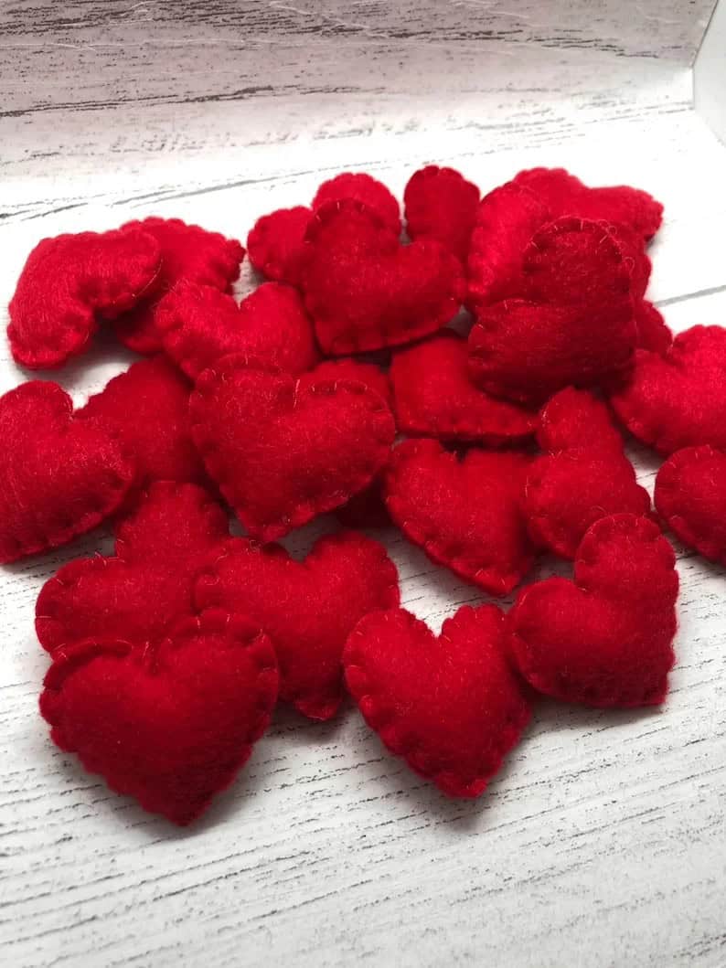 Red and Pink Felt Confetti Hearts