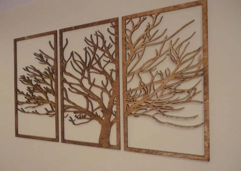 Easy-Hang Filigreed Tree Silhouette Panels