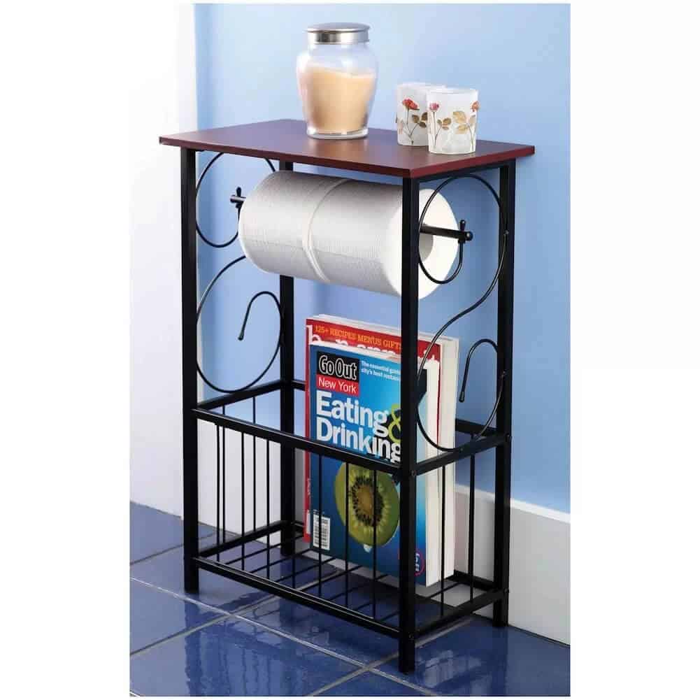 Scroll Design Bathroom Table and Magazine Rack