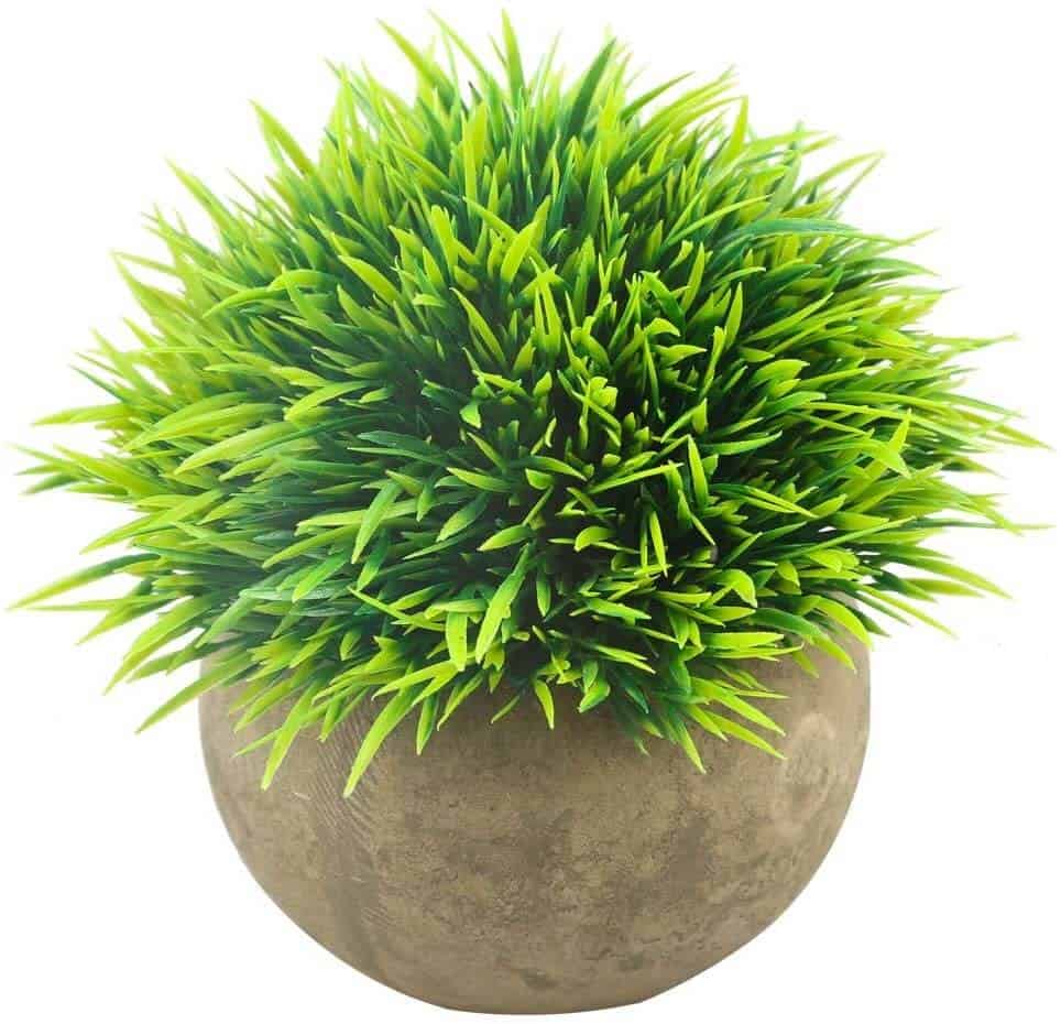 Round Plump Faux Grass Plant Decor