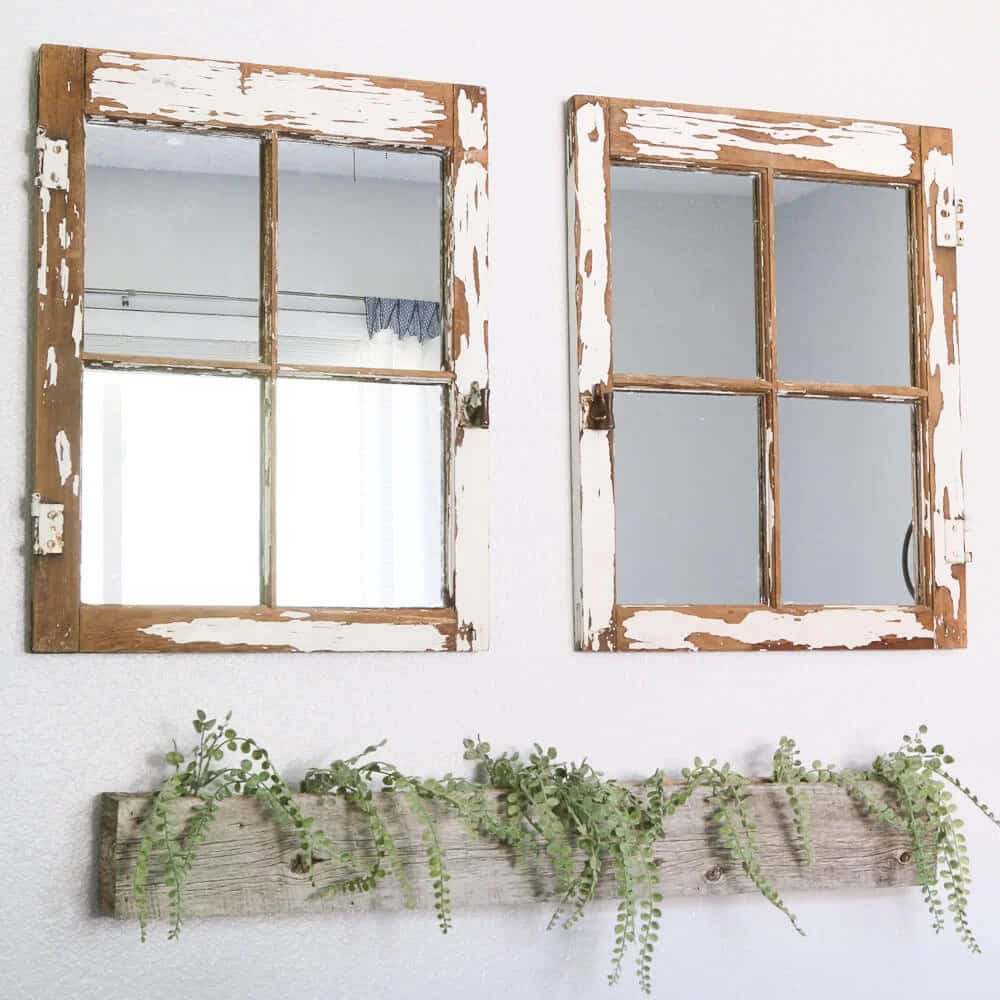 Distressed Window Beautiful Mirror Makeover