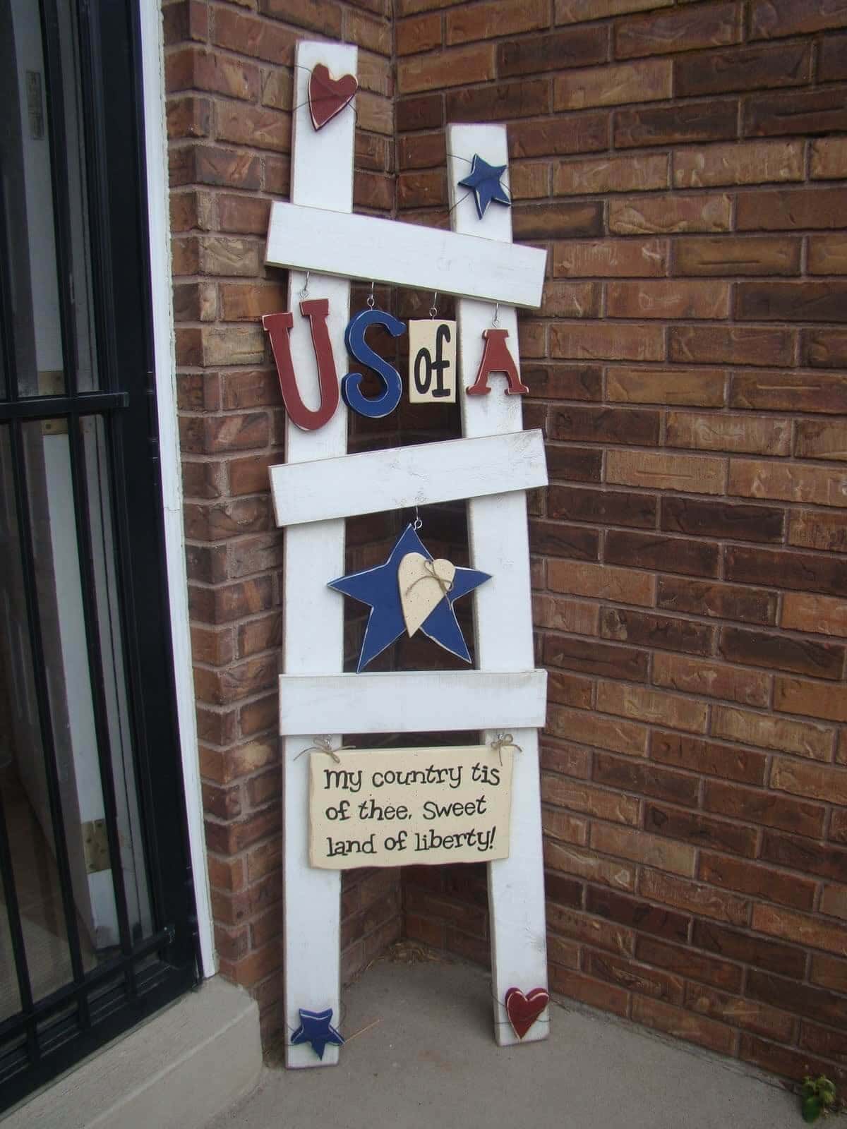 Wooden Ladder Signs with Painted Cutouts