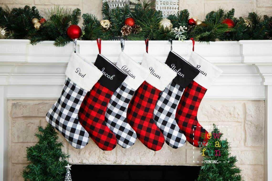 Personalized Buffalo Plaid & Sherpa Stockings