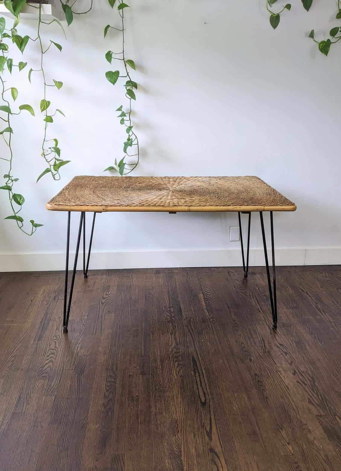 Mid-Century Vintage Rattan Table