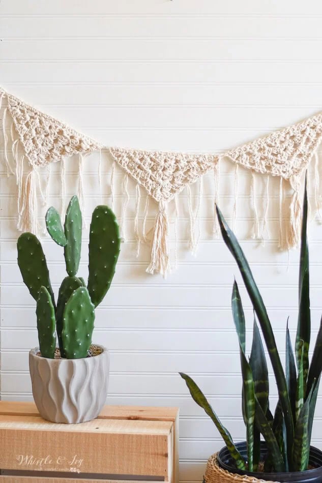 Granny Stitch Crocheted Pennant Garland