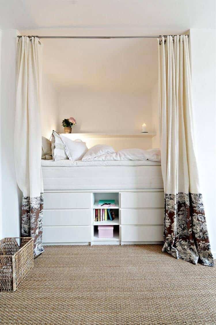 Cozy Elevated Bed With Multi Layer Storage