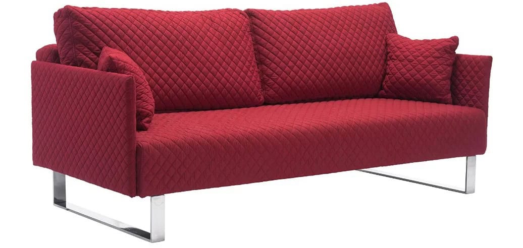 Zuo Pax Linen Quilted Sleeper Sofa in Red