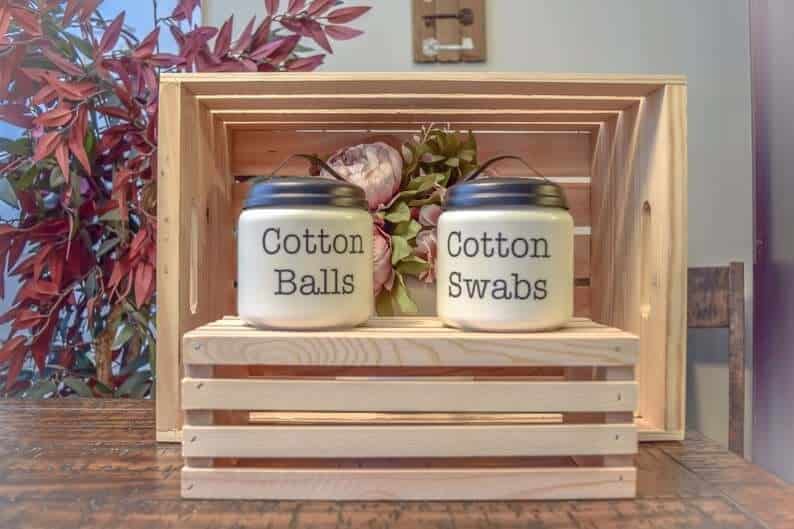 Adorable Painted Glass Cotton Jars