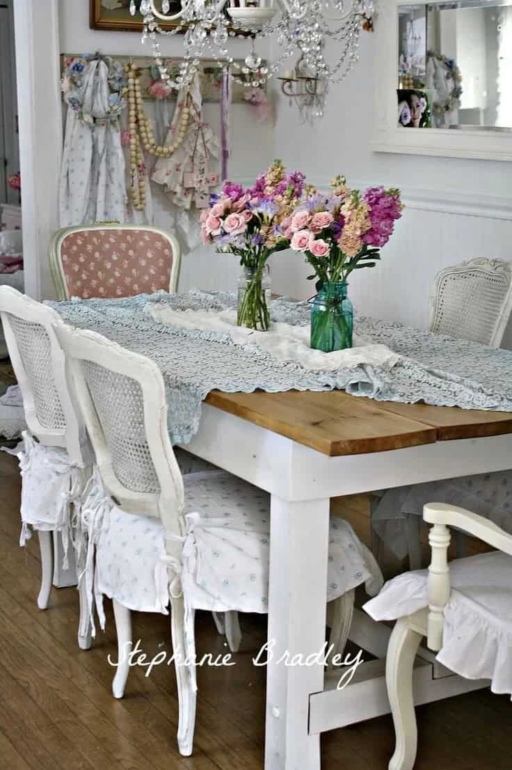 Shabby Chic Chandelier, Crochet and Roses