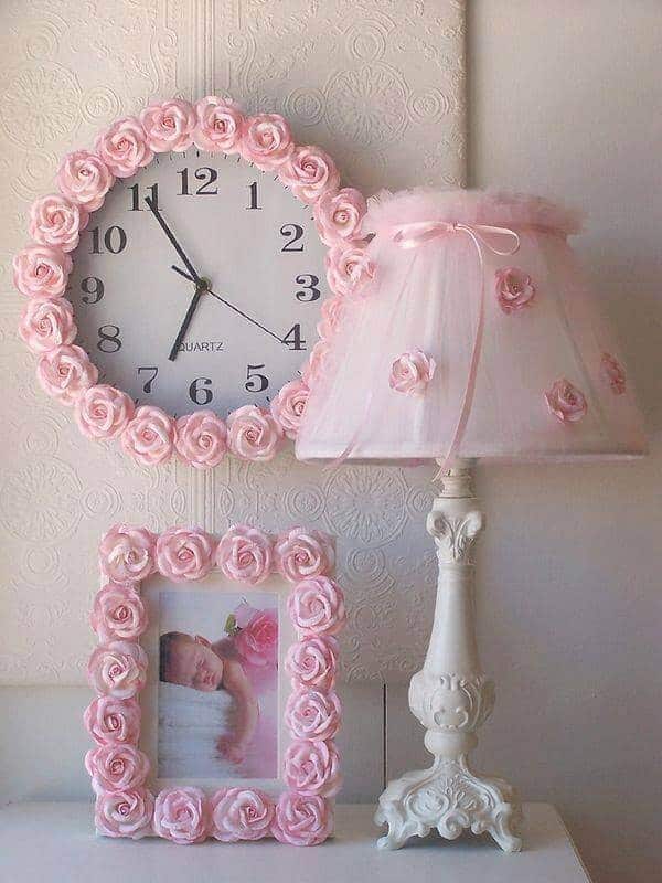 DIY Pink Rosette Shabby Chic Bedroom Accessories