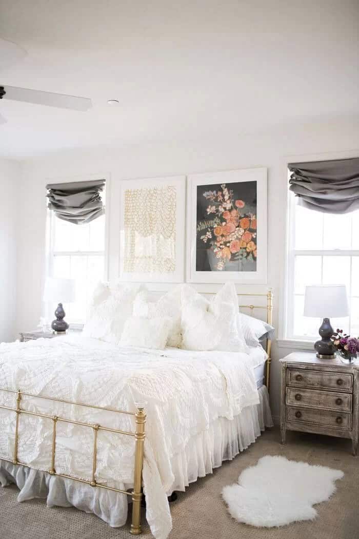 White Walls and White Ruffled Linens