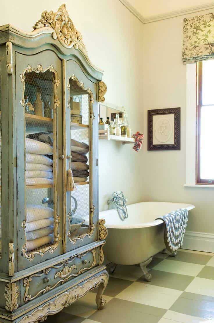 Upcycled Armoire Bathroom Linen Closet