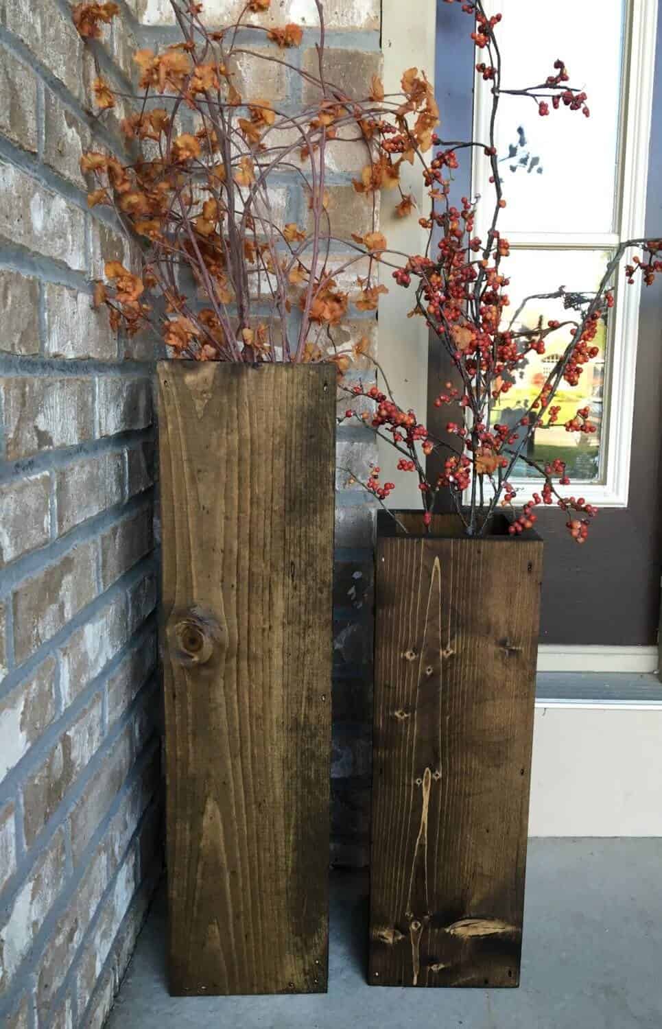 Tall Reclaimed Wood Floor Vases