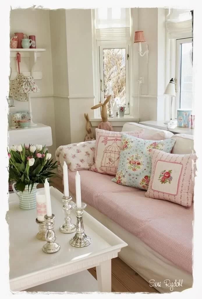 Comfortable Sofa with Mixed Pink Patterns