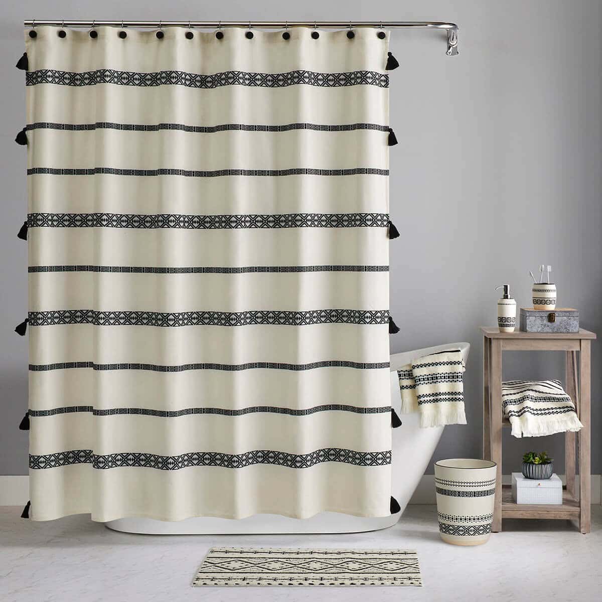 Triangles and Tassels Taking Center Stage in the Bathroom Decor