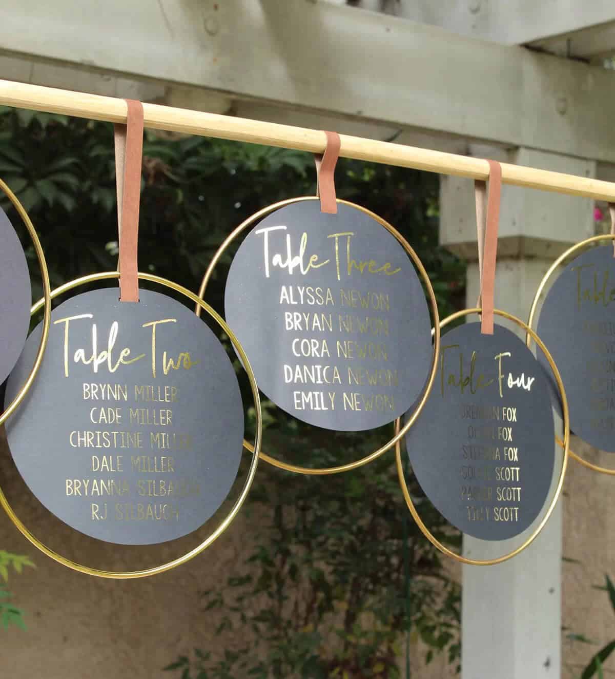 Unique Circular Wedding Seating Plan Cards