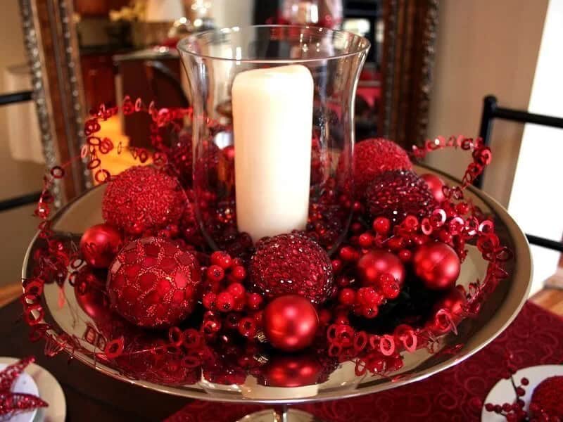 All Red Christmas Decoration Ideas with Candles