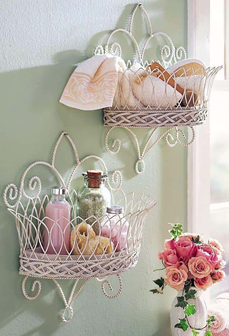 Mounted Wire Basket Bathroom Storage