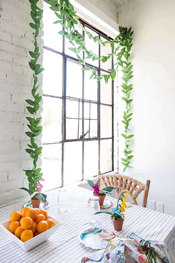 DIY Crepe Paper Leaf Garland