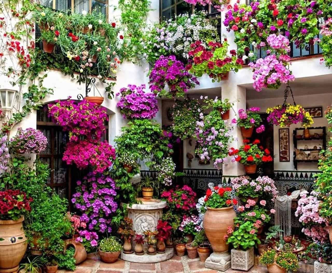 A Two-Story Hanging Garden of Flowers