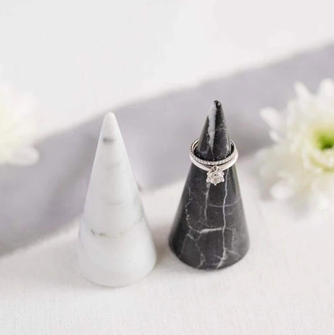 Polished Marble Cone Ring Holder