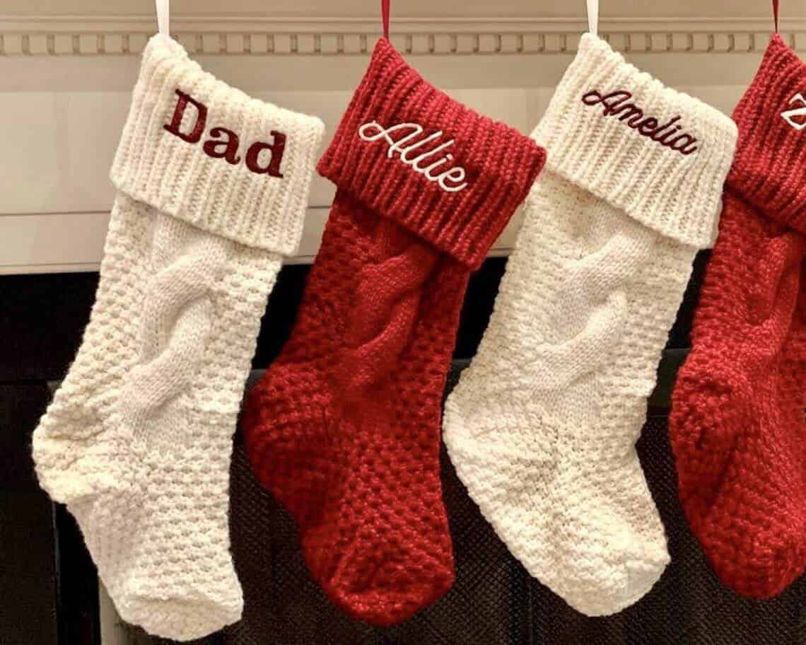 Cozy Cable Knit Personalized Christmas Stockings