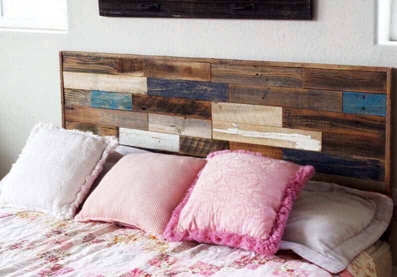 Reclaimed Wood Patchwork Rustic Master Headboard