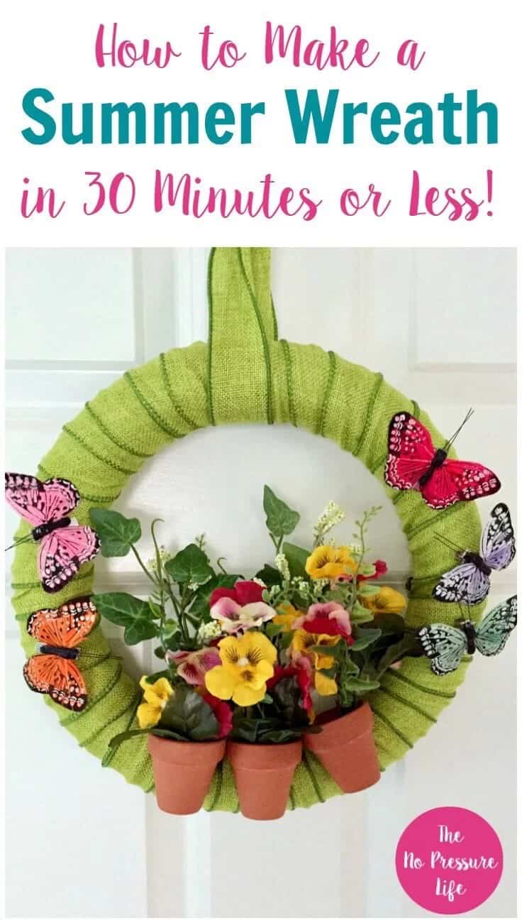 Flower Garden Wreath with Butterflies