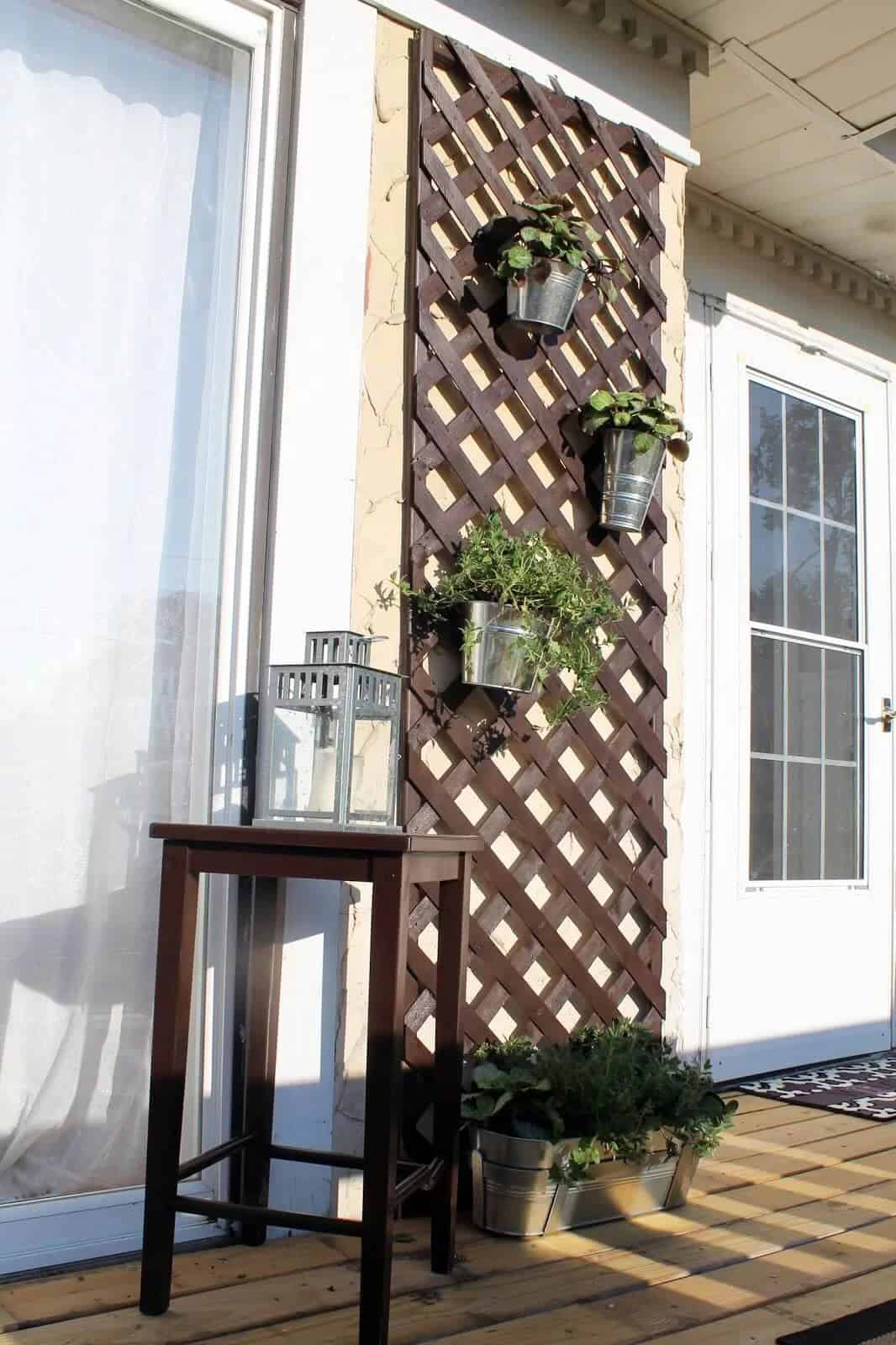 Lattice Wall Hanging with Galvanized Pots