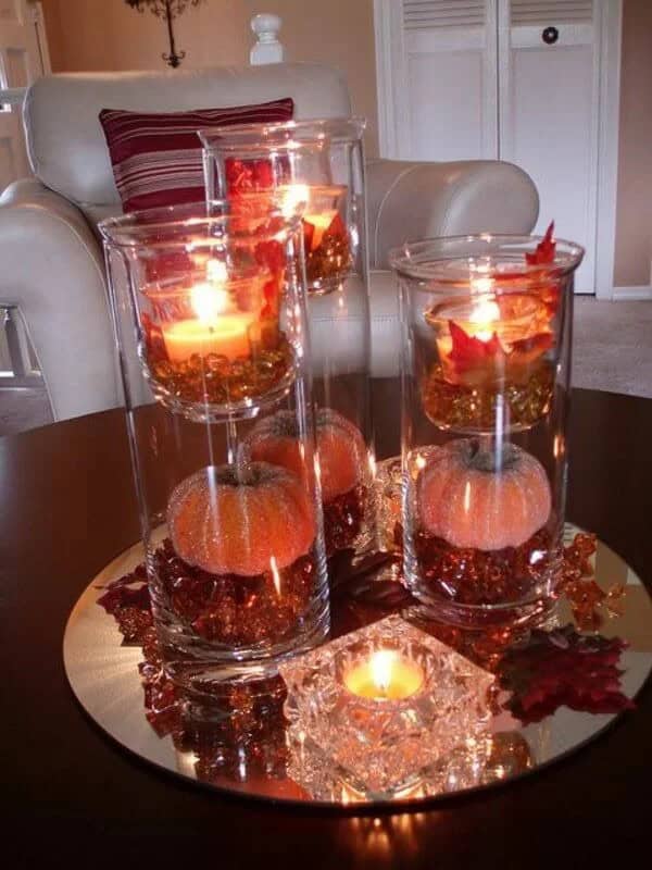 Sophisticated Fall Pumpkins with Candles