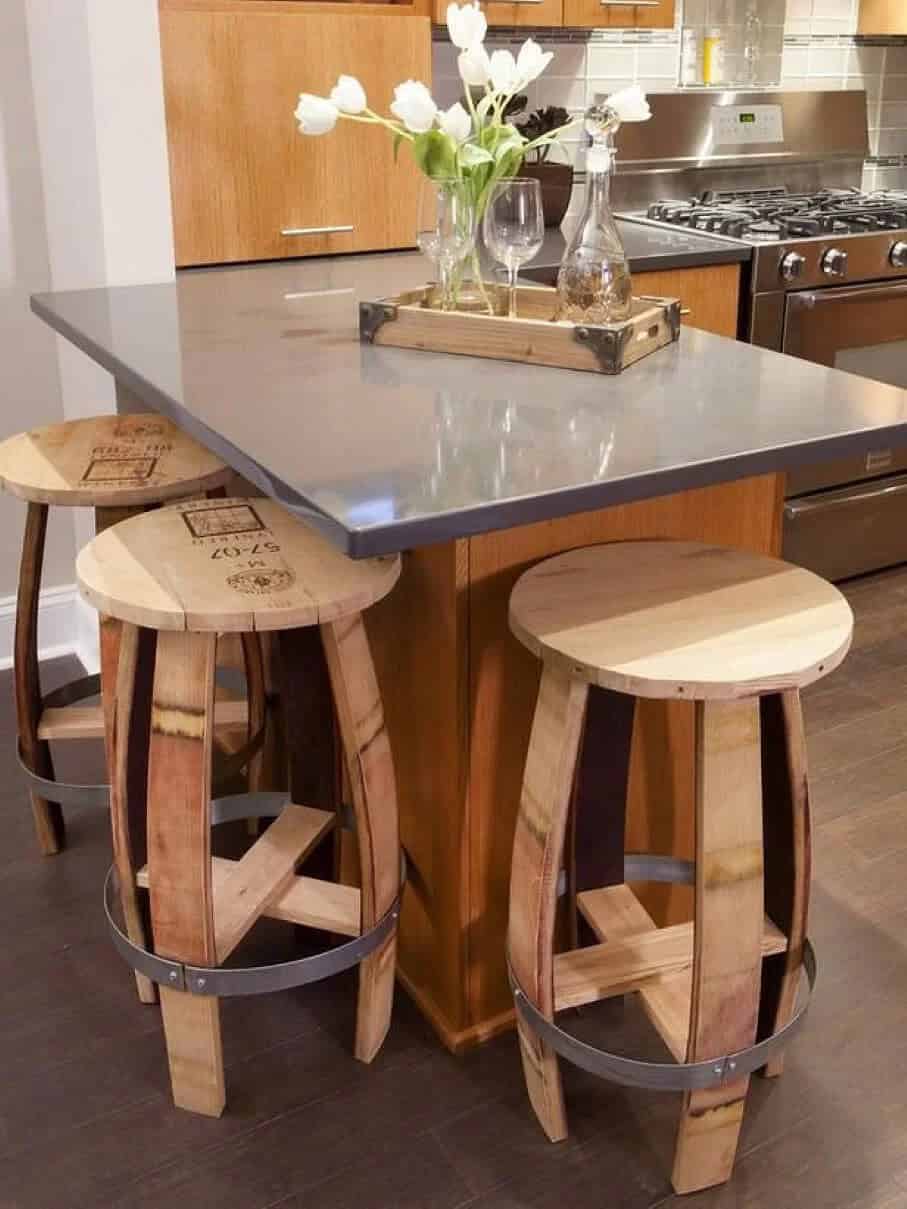 Stripped and Chic Barrel Bar Stools