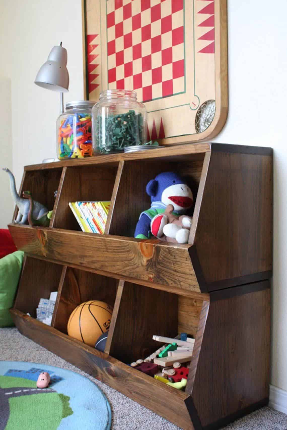 Beautiful Wooden Three-Bin Storage Plans