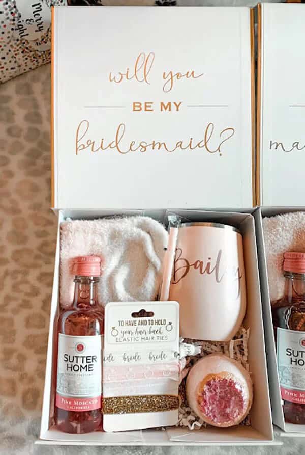 Spa-Themed Bridesmaid Proposal Box in Pink