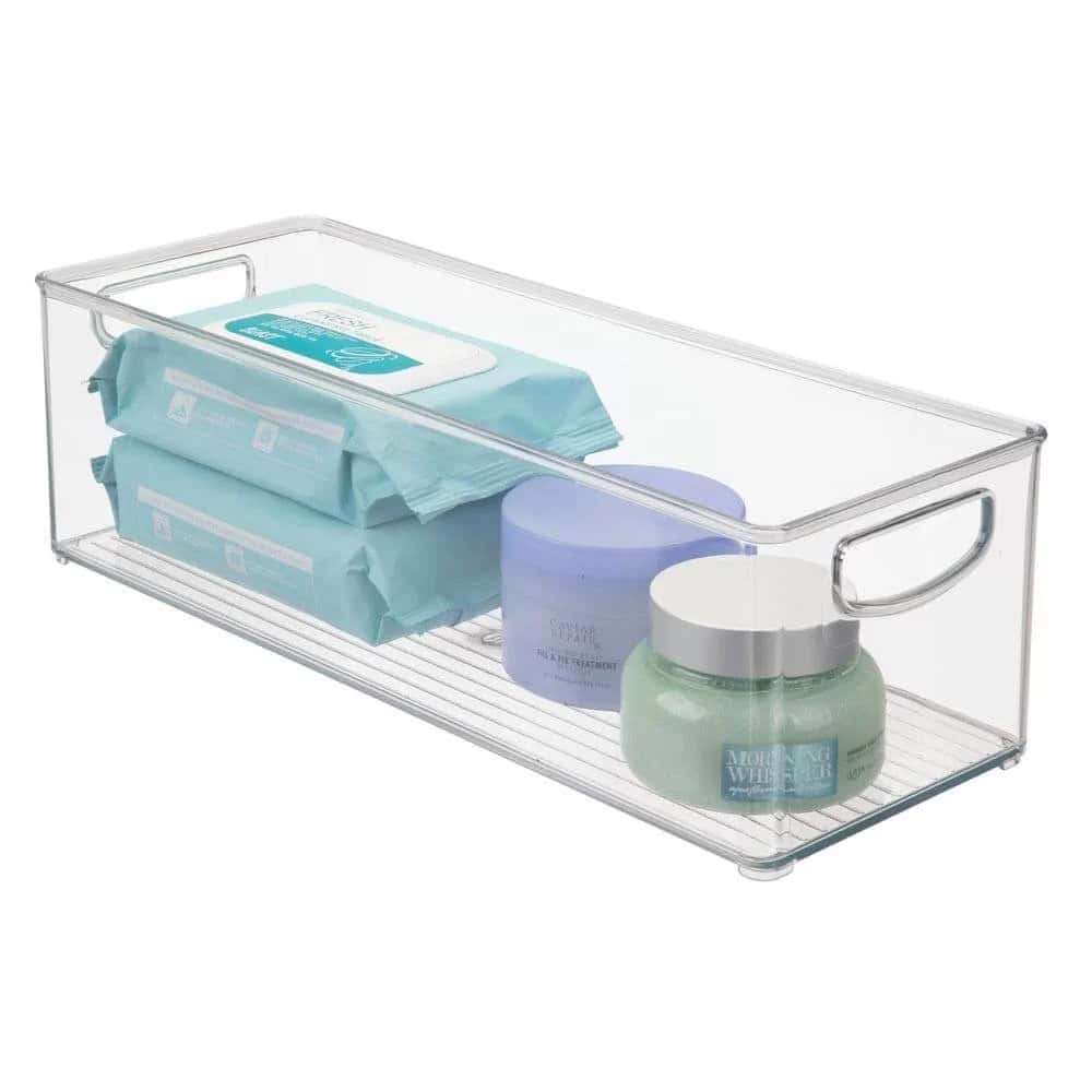 Clear Plastic Stackable Small Bathroom Storage Bins