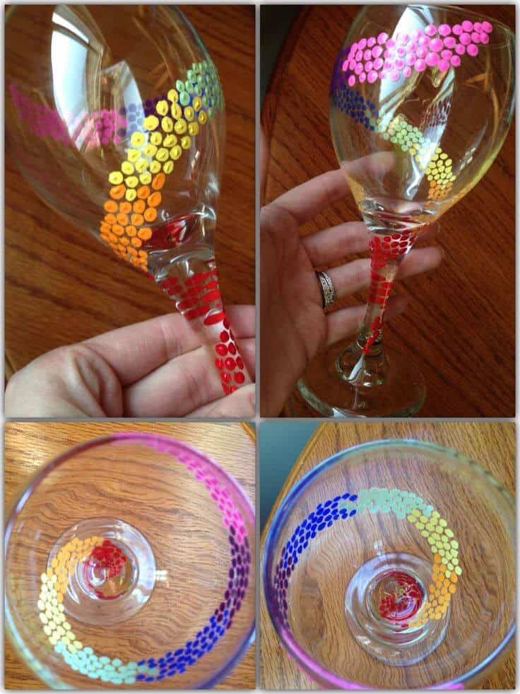 Dot Pattern Painted Wine Glass Project