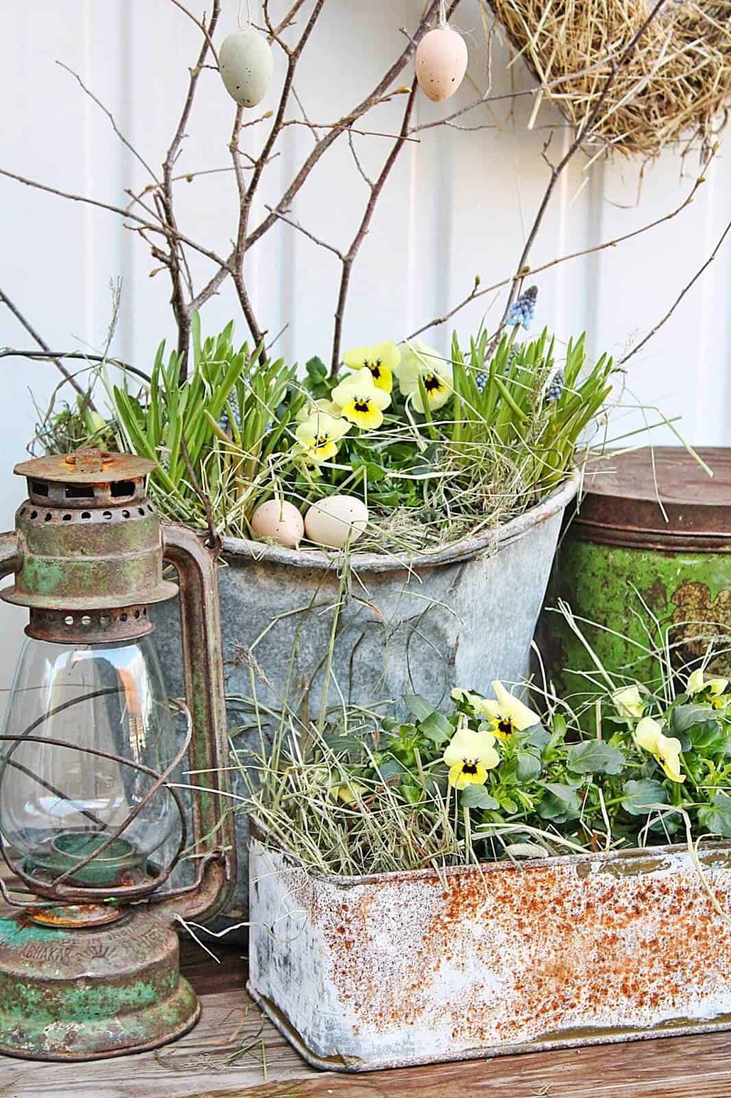 Shabby Chic Easter or Spring Planters