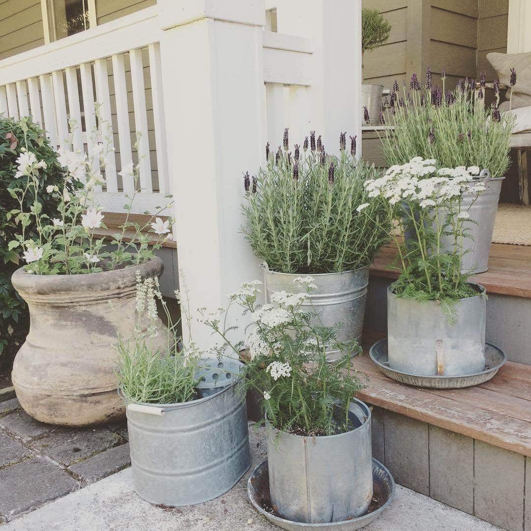 Tin Pail Porch Planters