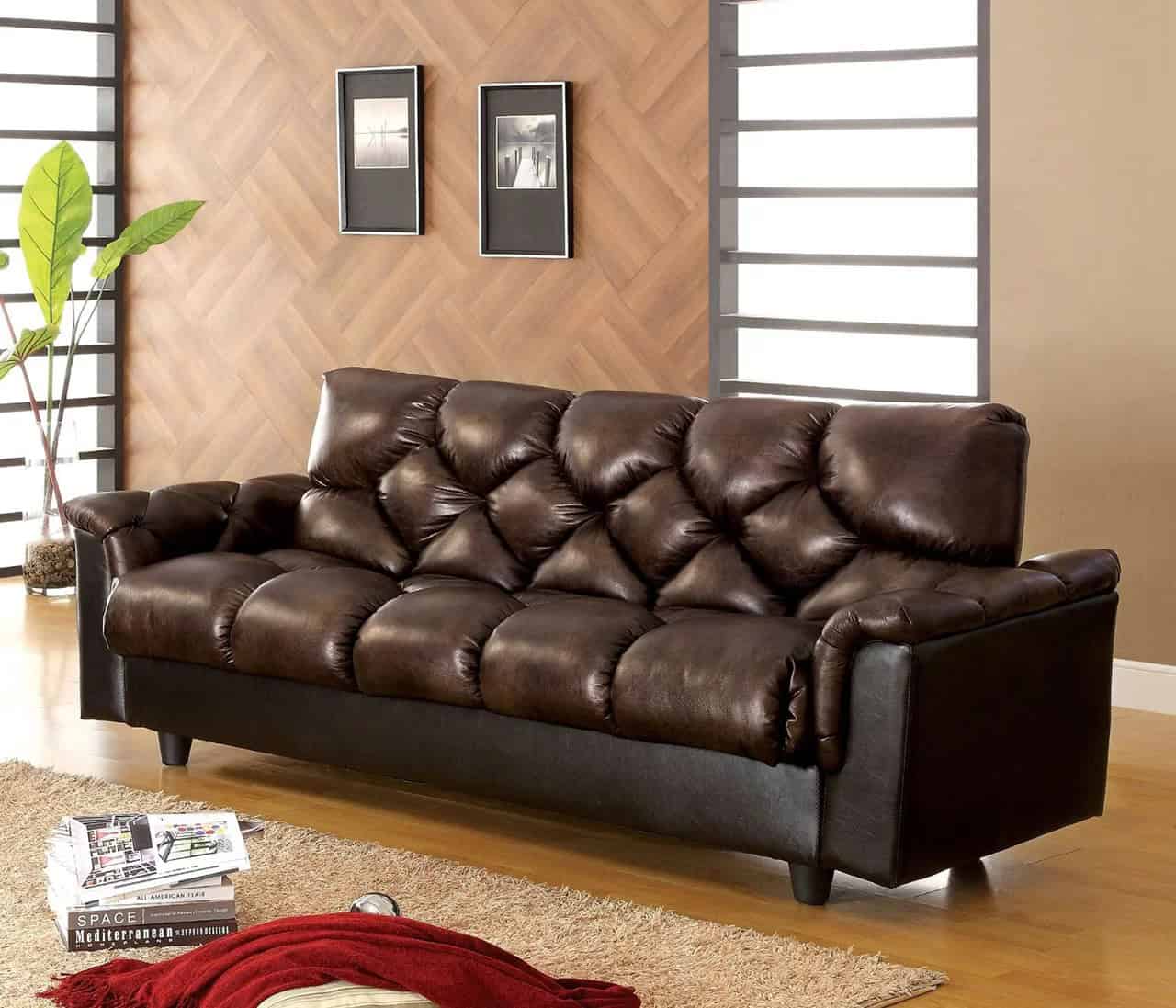 Carlington Leather Vinyl Storage Sleeper Sofa