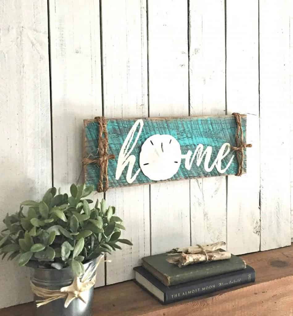 Rustic Coastal Sand Dollar Home Sign