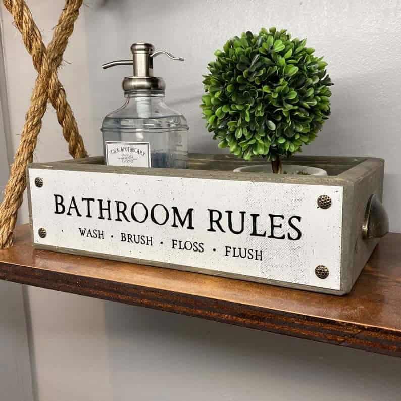 Decorative Bathroom Rules Toilet Top Box