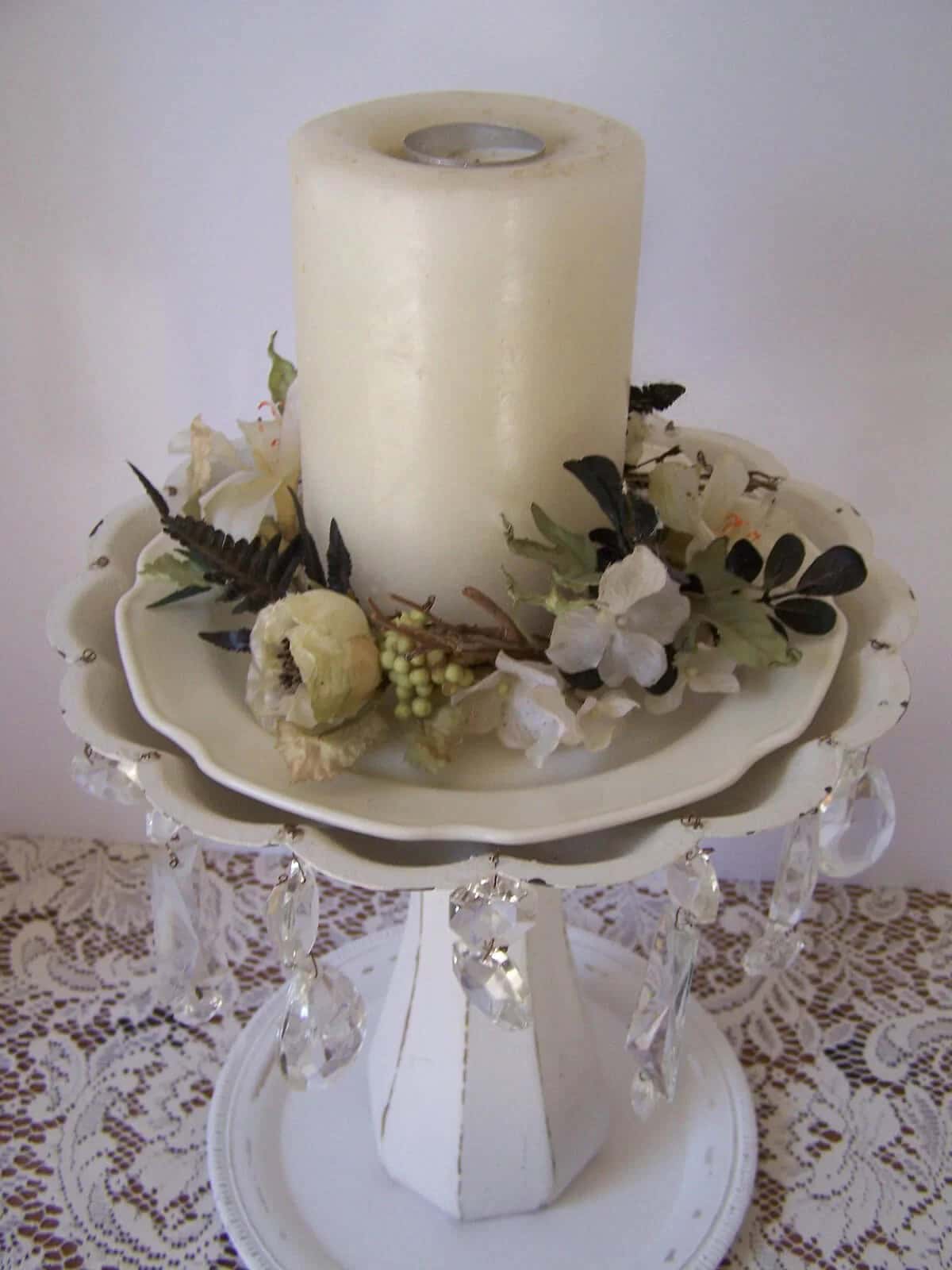 Candle Centerpiece with Distressed Tray