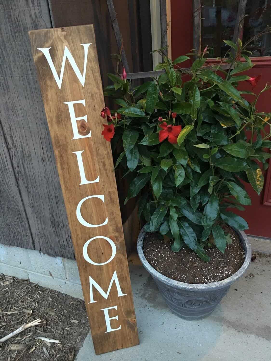 Simple Large Brown Wood Welcome